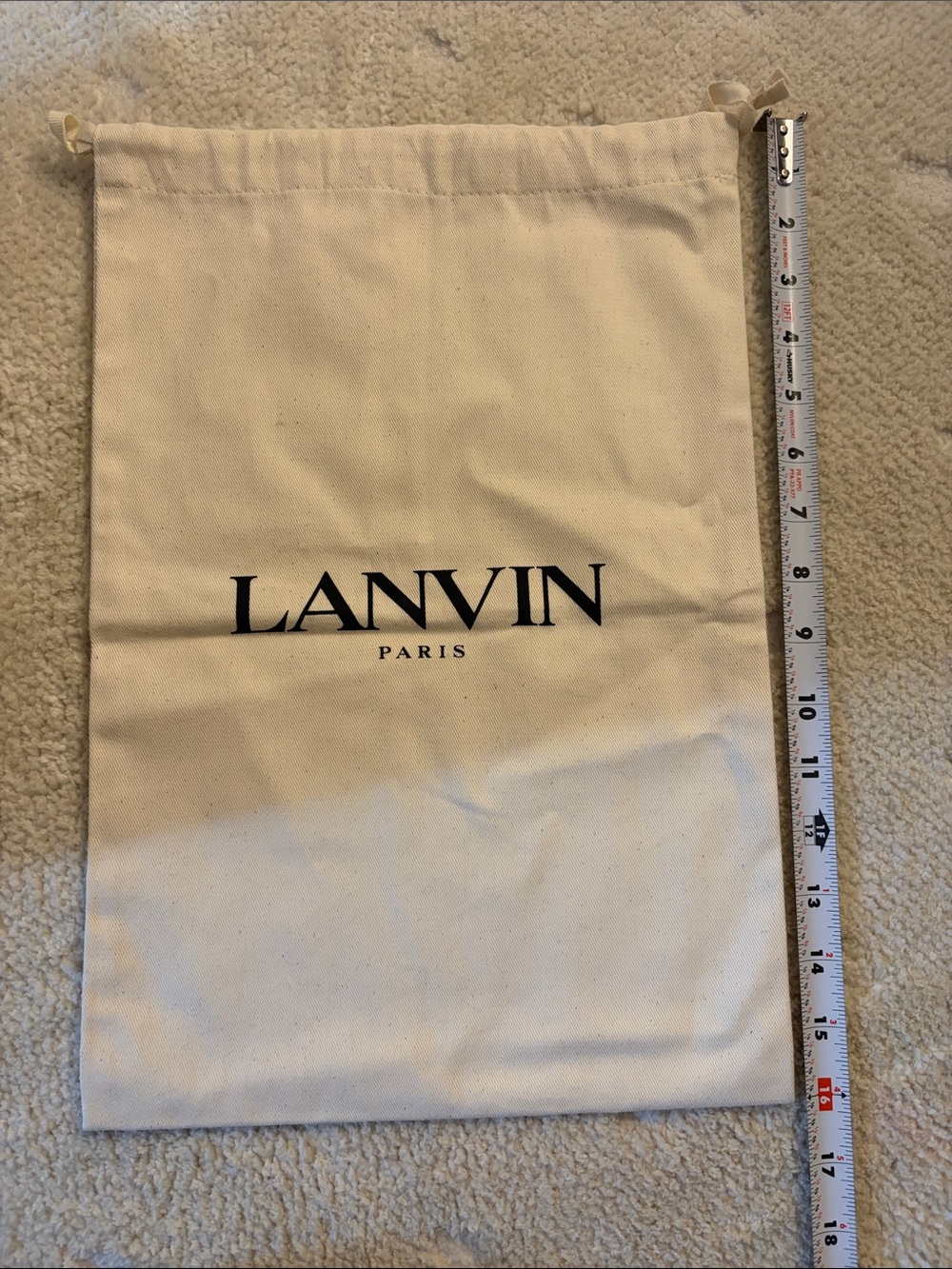 Lanvin Paris Cream Cotton Drawstring Pouch